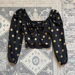 Black and Gold Polka Dot Blouse